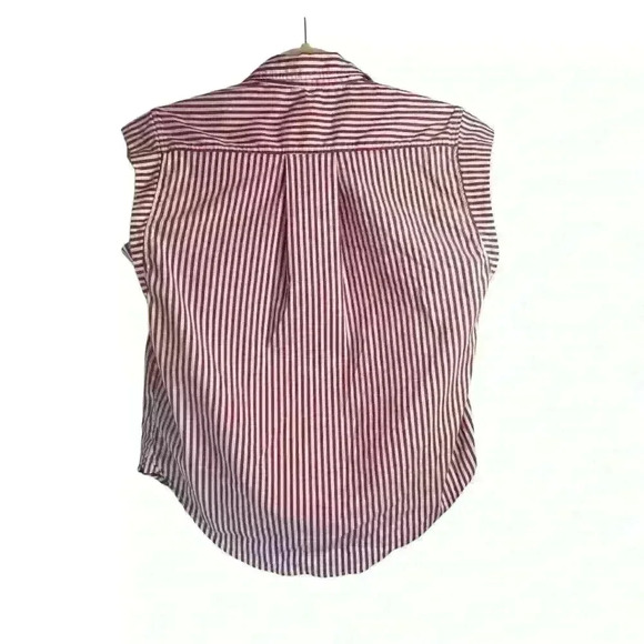 Maeve by Anthropologie Striped Cap Sleeve Button- Down in red & white, Size XS - Picture 2 of 6